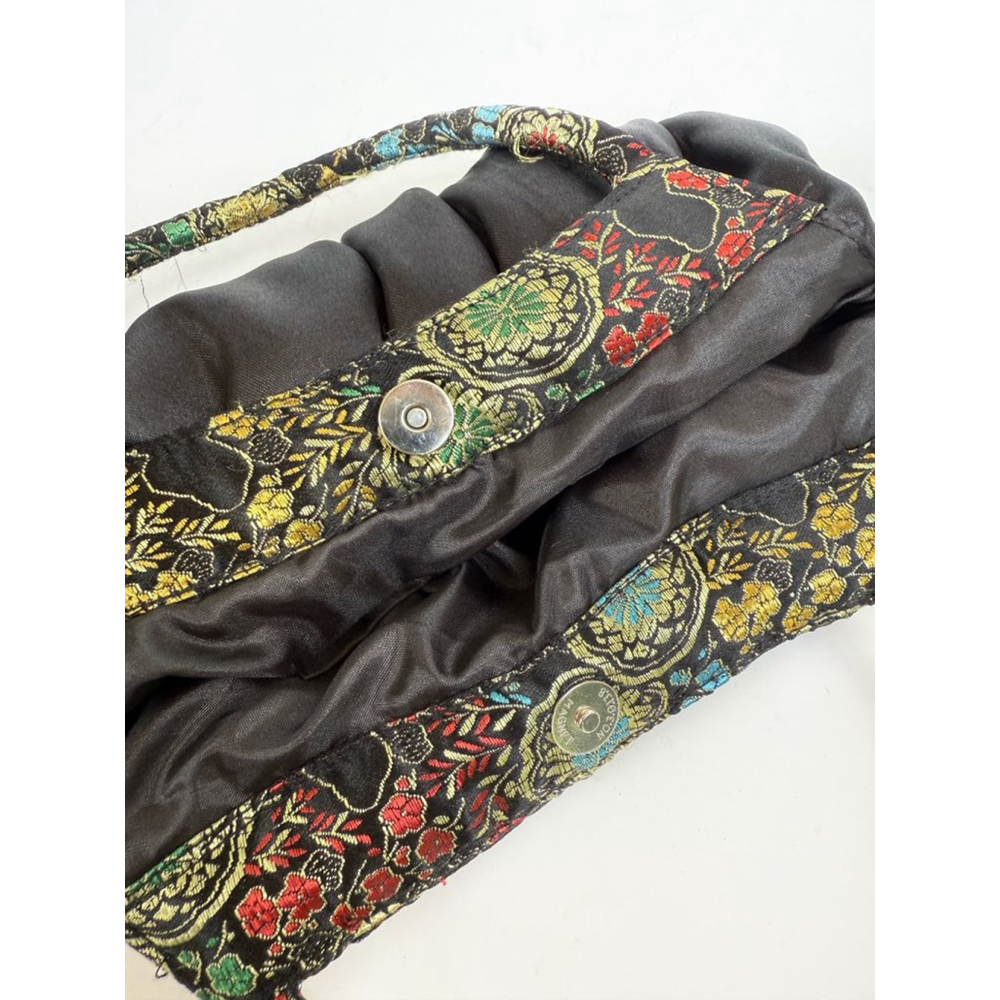 Black multi color print dragon, snake and pearl handbag - Picture 4 of 8